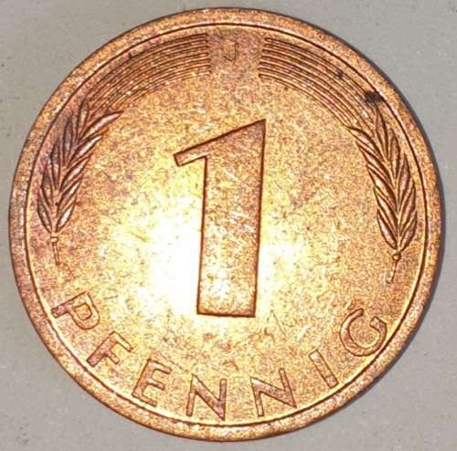 1976 J - 1 PFENNIG - ONE PFENNIG - GERMANY - FEDERAL REPUBLIC - (Copper Plated Steel)